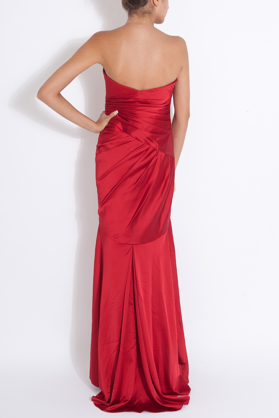 Notte by marchesa Strapless Satin Gown in Red | Lyst