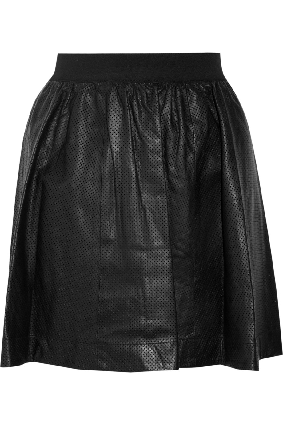 Rebecca taylor Perforated Leather Mini Skirt in Black | Lyst