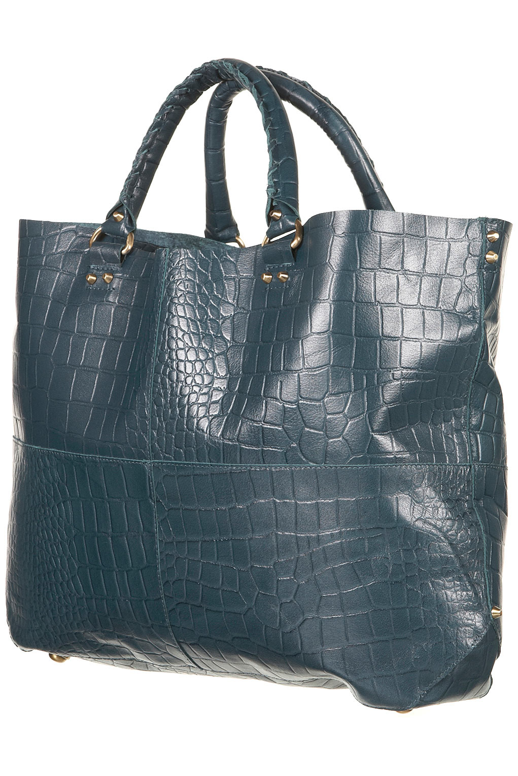 Lyst Premium Croc Leather Tote Bag in Green