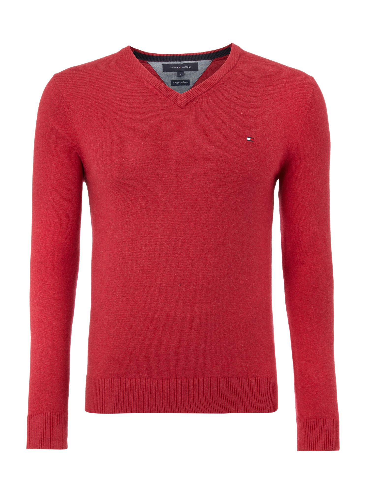 Tommy Hilfiger Cotton Cashmere Vneck Sweater in Red for Men | Lyst