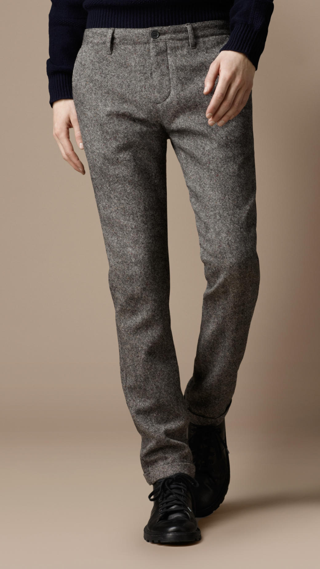 Burberry Brit Skinny Fit Wool Blend Trousers in Gray for Men | Lyst