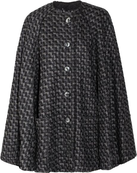 Dolce & Gabbana Bouclé Wool and Cottonblend Cape in Gray | Lyst