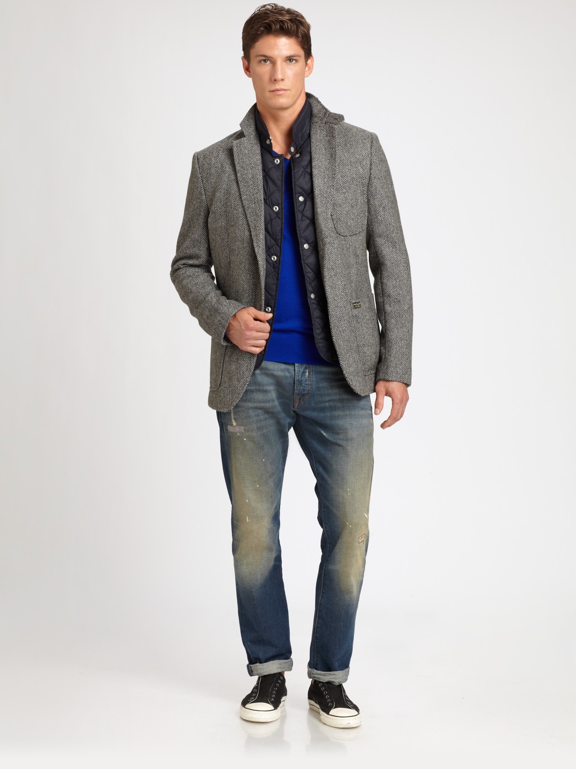 Lyst Scotch & Soda Herringbone Blazer in Gray for Men