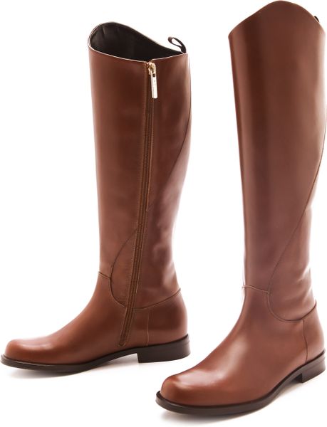 Studio Pollini Flat Riding Boots in Brown | Lyst