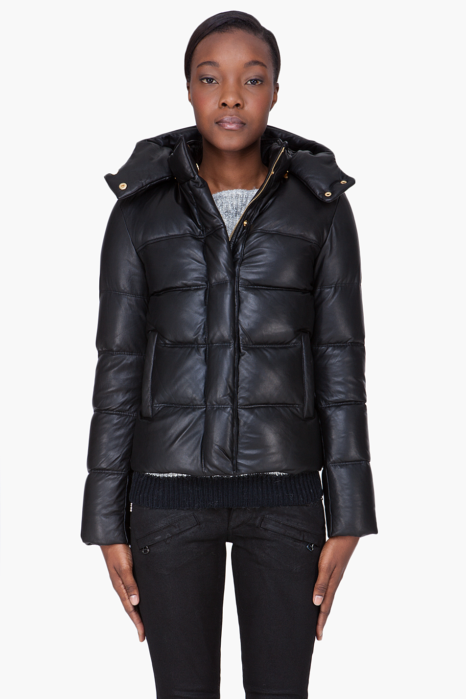 Black Leather Er Jacket With Hood Best 2017 Alexander Black Leather Removable Hood Jacket In Lyst