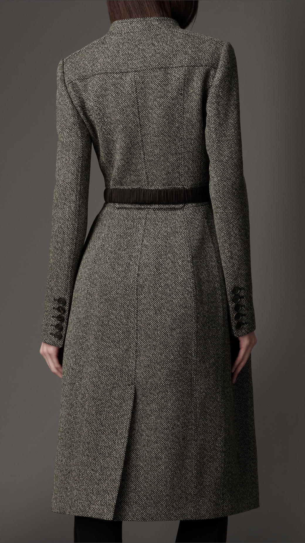 Burberry Wool Full Skirt Coat in Grey (Gray) | Lyst
