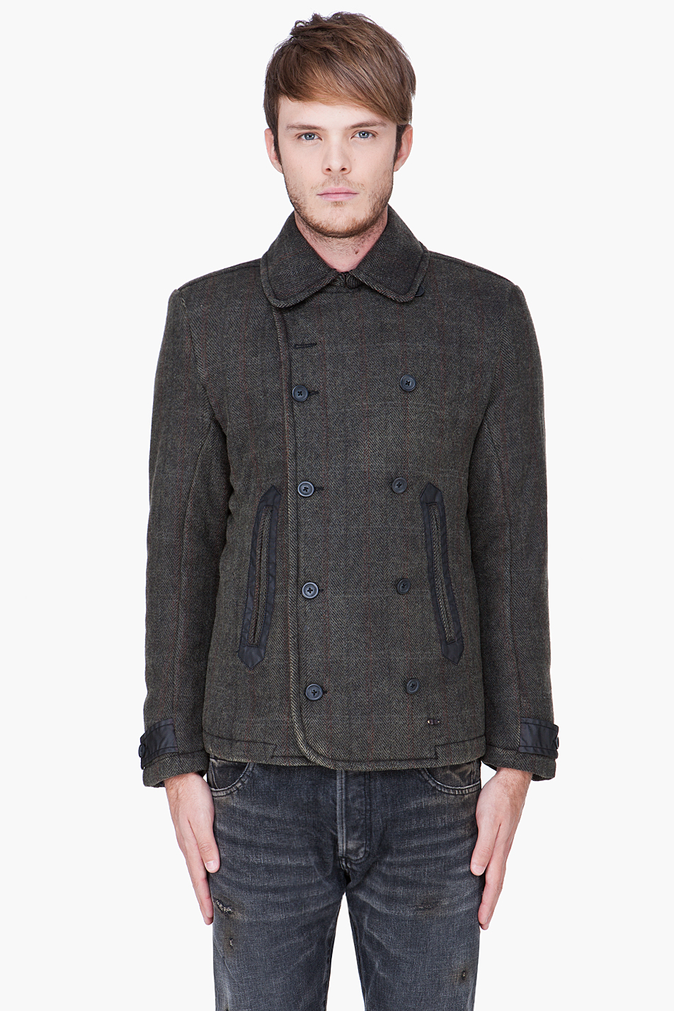 DIESEL Charcoal Padded Wool Warner Jacket in Gray for Men ...