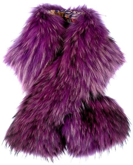 Etro Raccoon Fur Scarf in Purple | Lyst