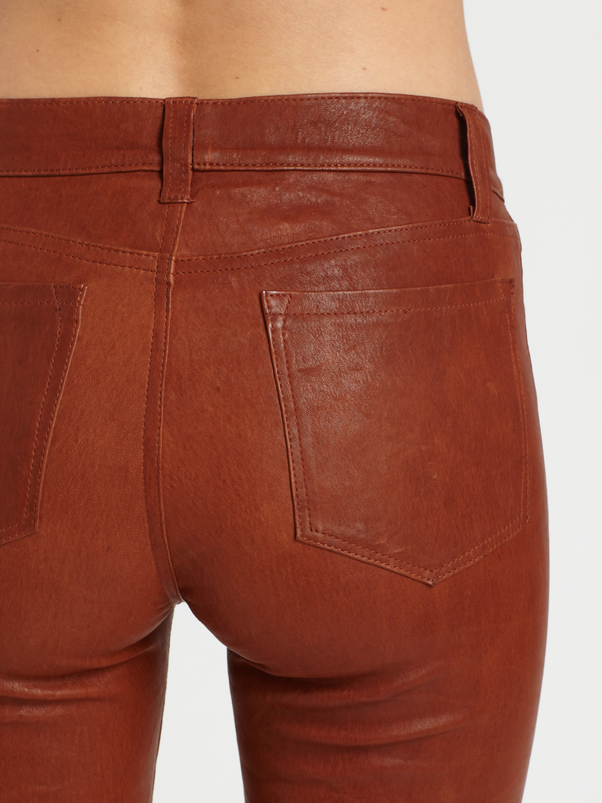 J brand Lea Midrise Leather Jeans in Brown | Lyst