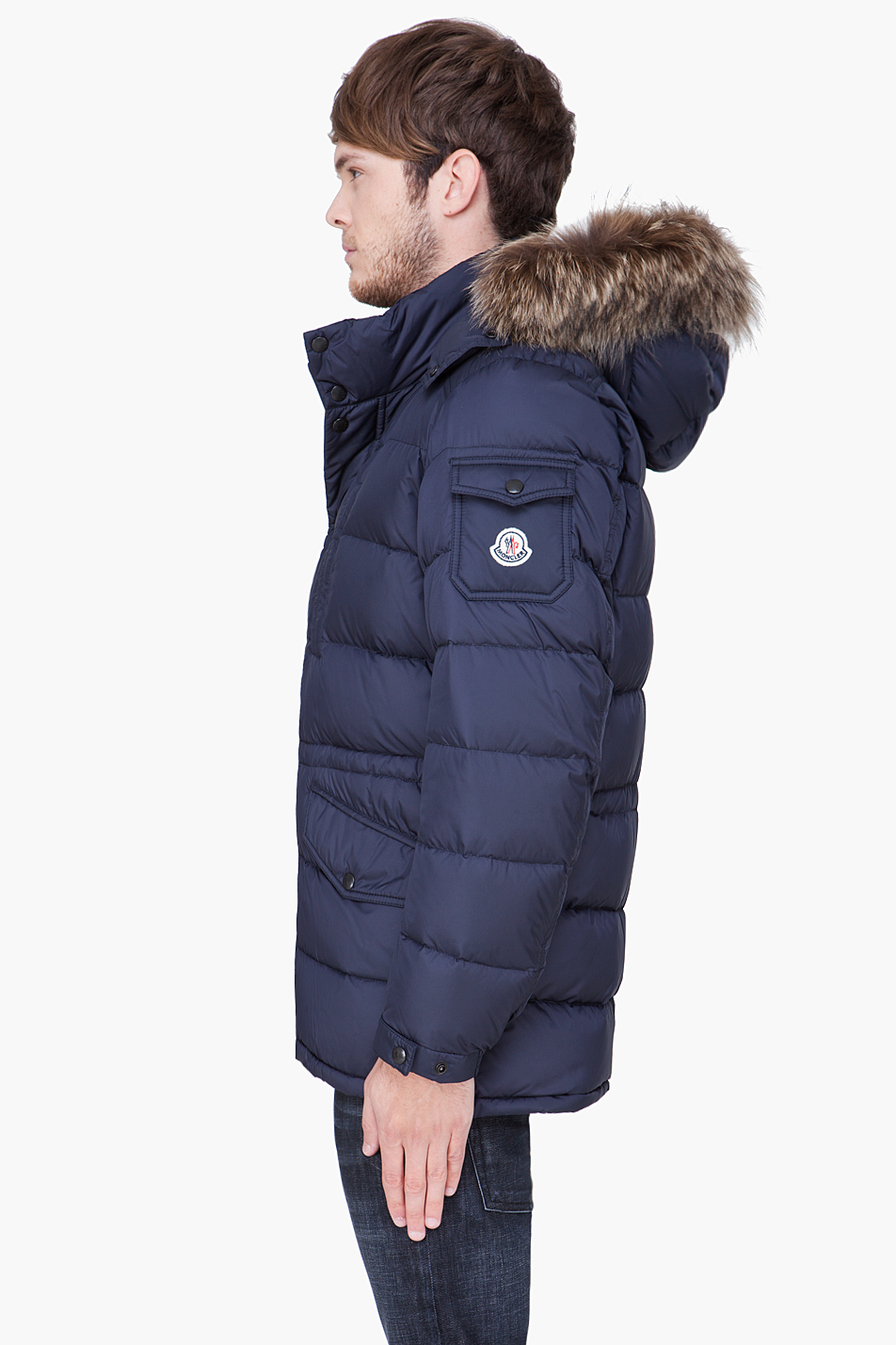 Moncler Fur Cluny Parka in Navy (Blue) for Men | Lyst