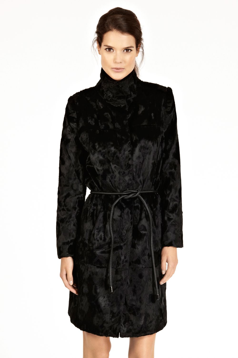 Oasis Lula Pony Skin Coat in Black Lyst
