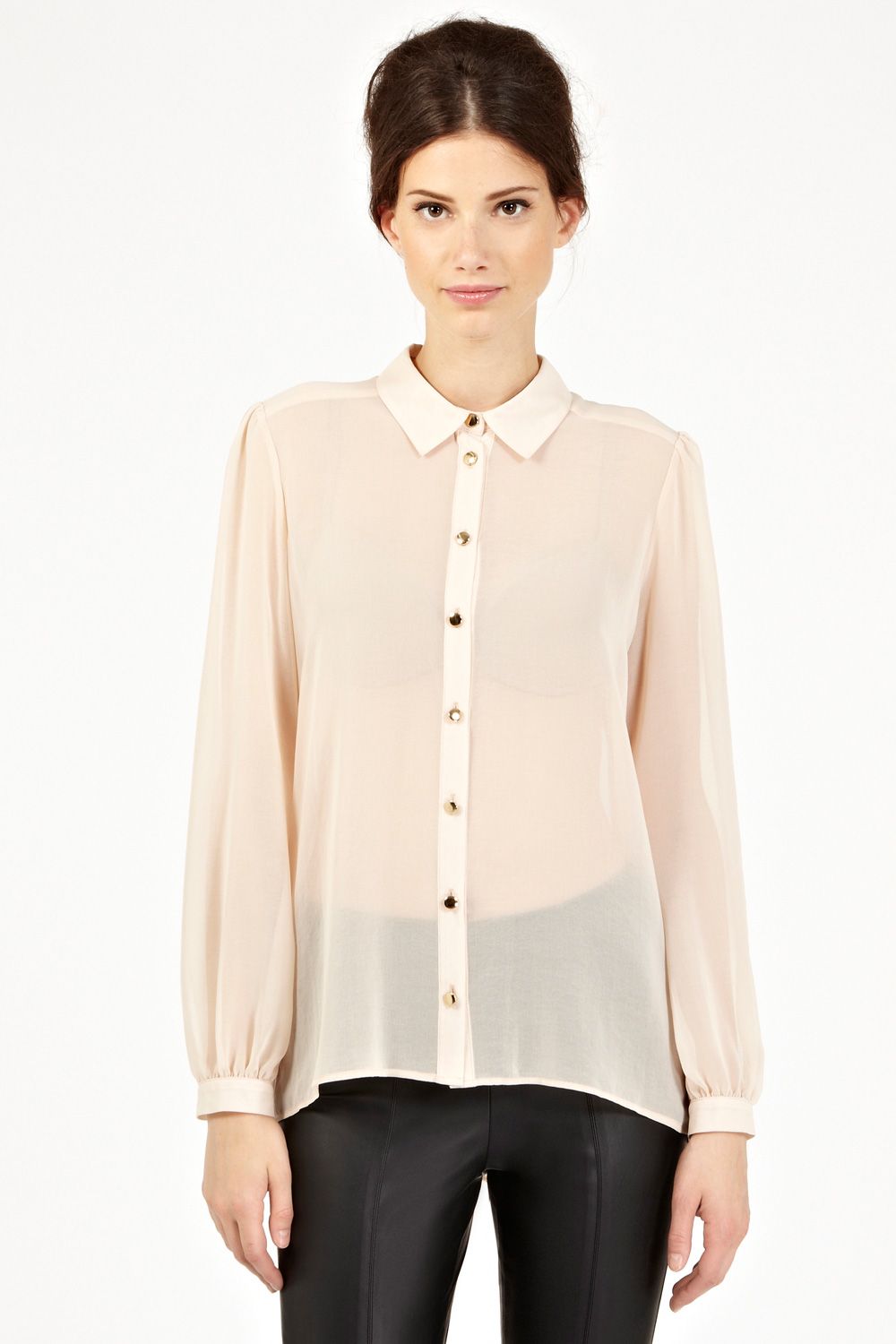 Oasis Lace Pleat Back Chiffon Blouse in Natural Lyst