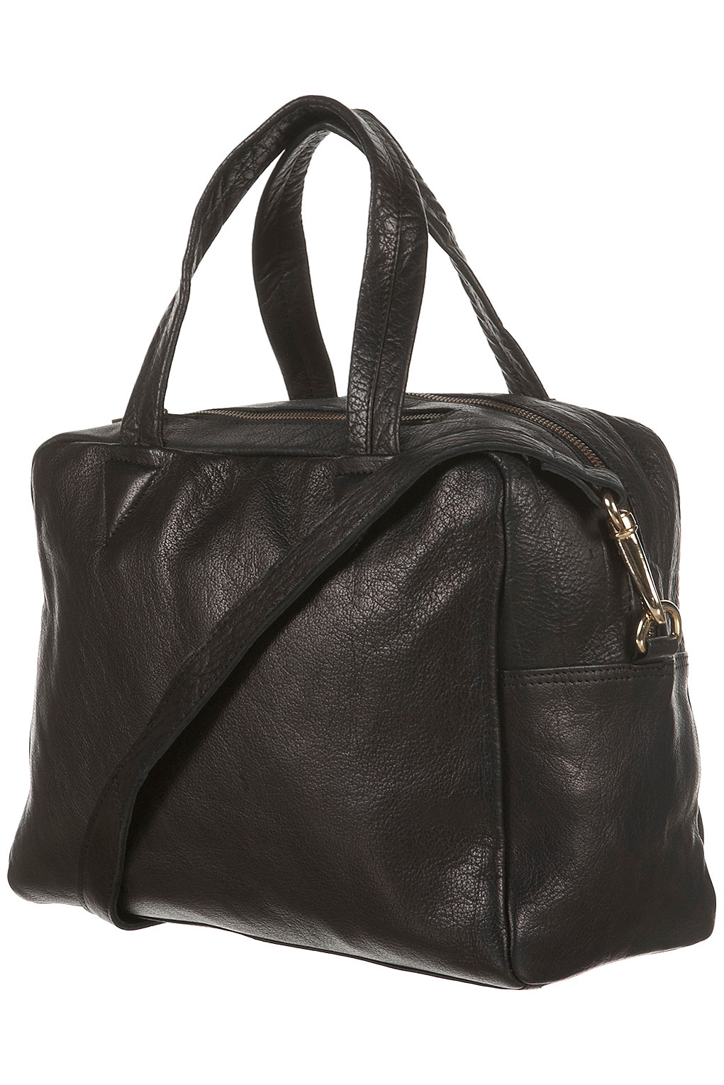 Boxy Leather Holdall in Black Lyst