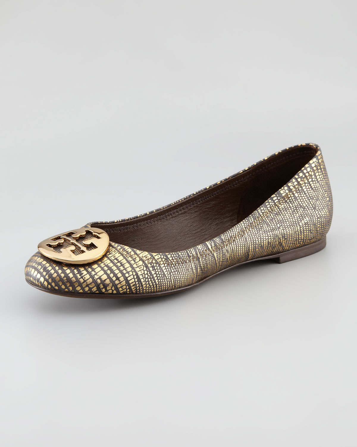 metallic tory burch flats