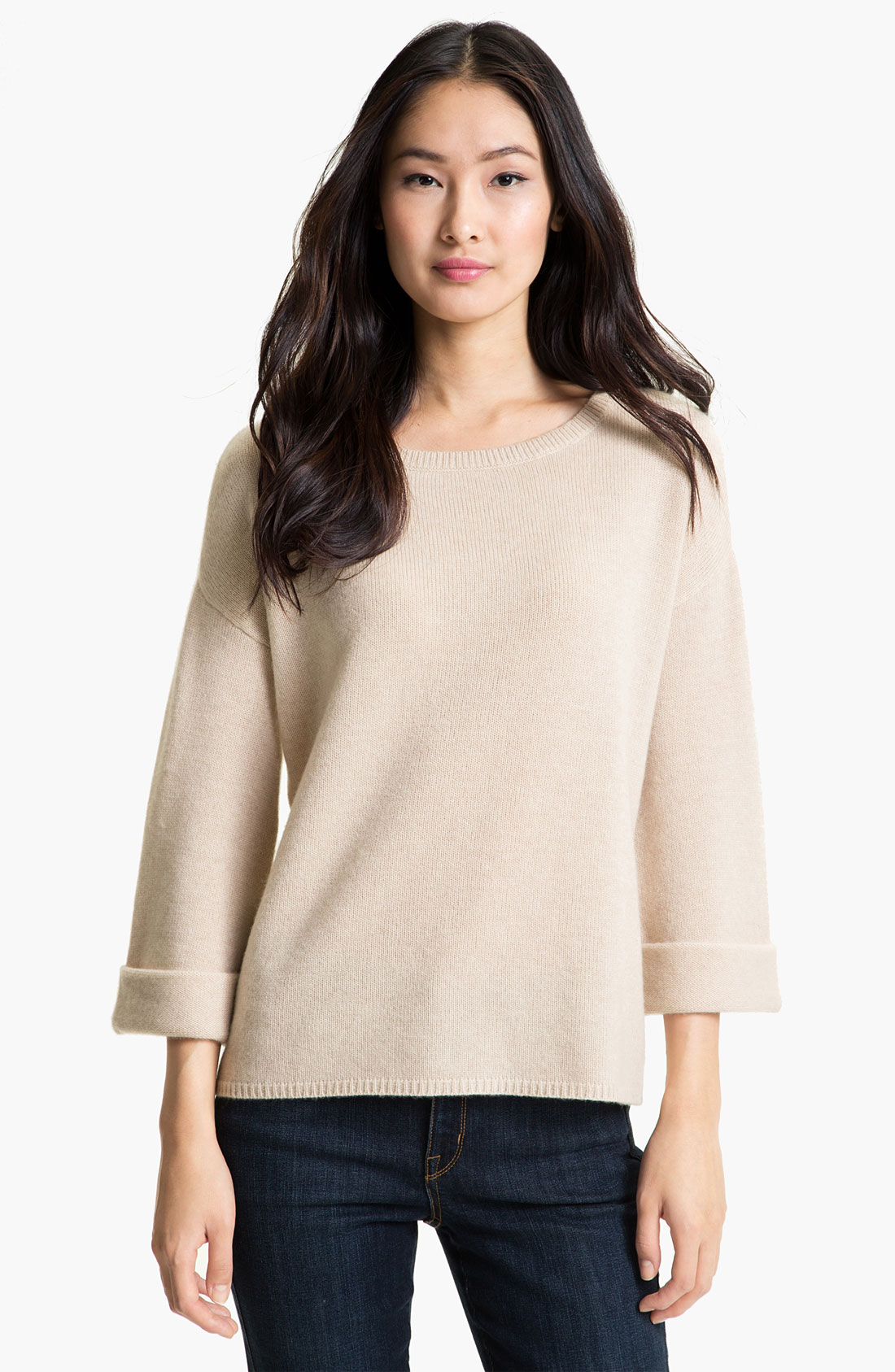 Nordstrom Collection Kimono Sleeve Cashmere Sweater in Beige (heather ...