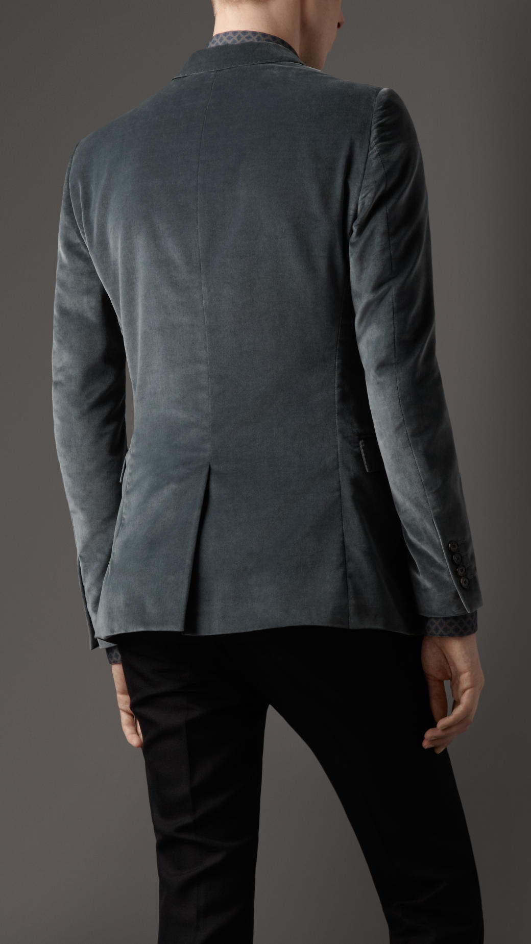 Burberry Slim Fit Velvet Jacket in Blue for Men | Lyst