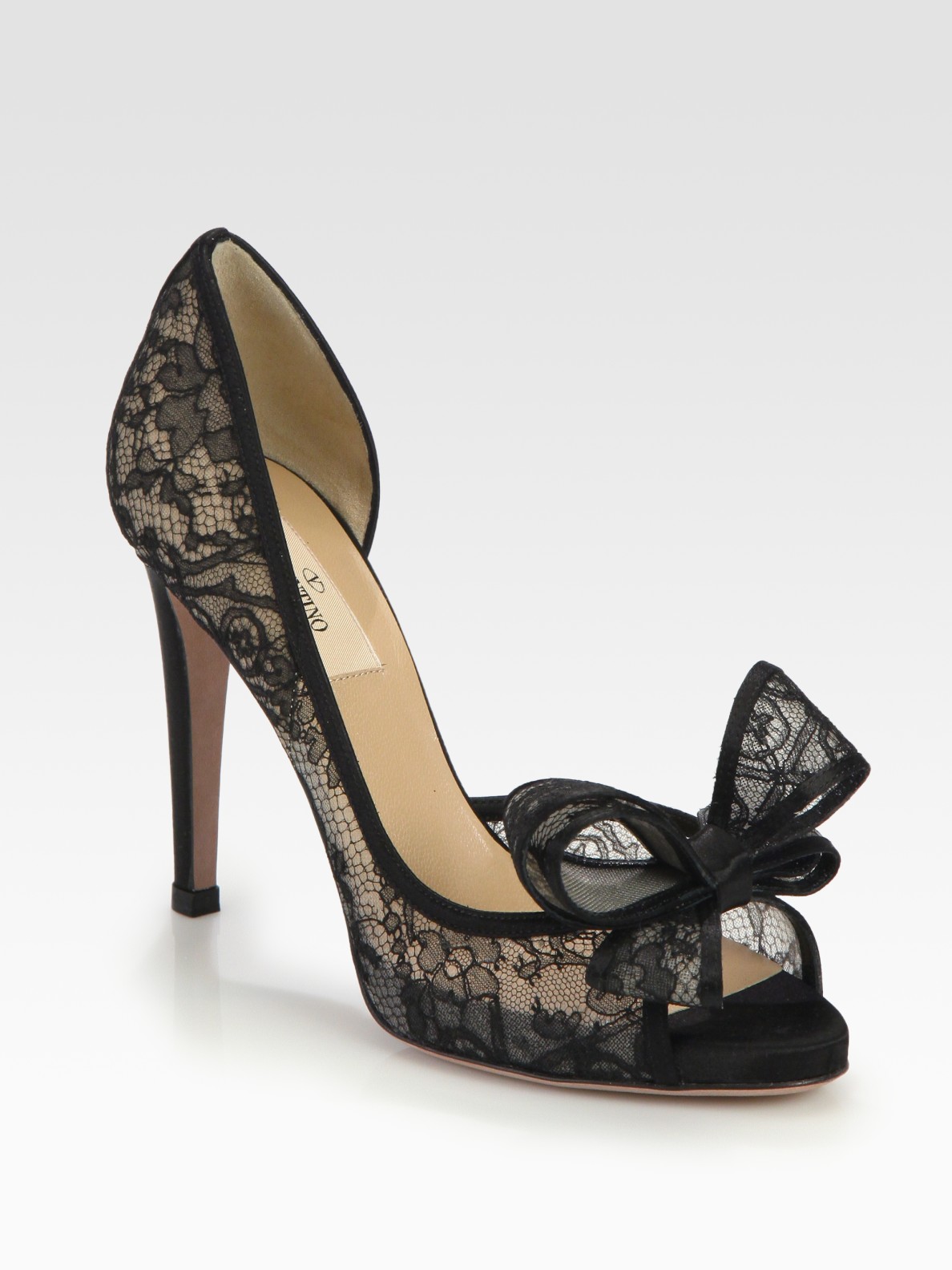 Lyst - Valentino Lace Couture Bow Dorsay Pumps in Black