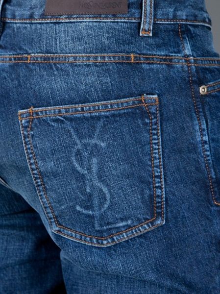 Saint Laurent Signature Logo Jeans in Blue for Men | Lyst