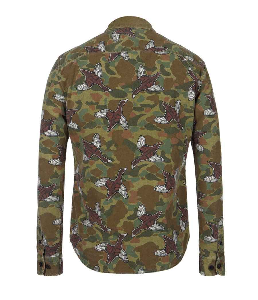 AllSaints Camo Tribal Fowl Shirt in Green for Men - Lyst