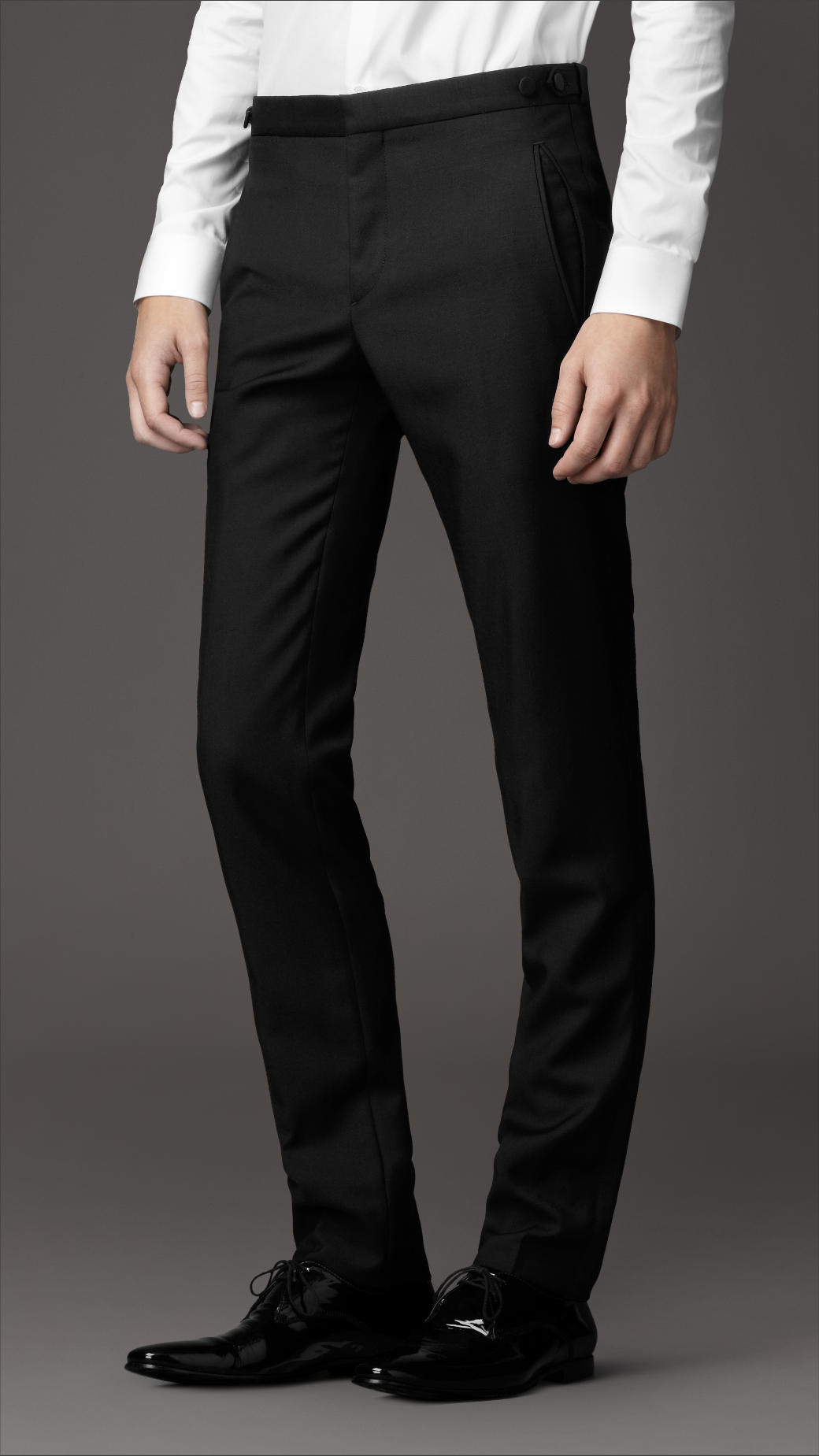 Burberry Slim Fit Evening Trousers in Black for Men - Lyst
