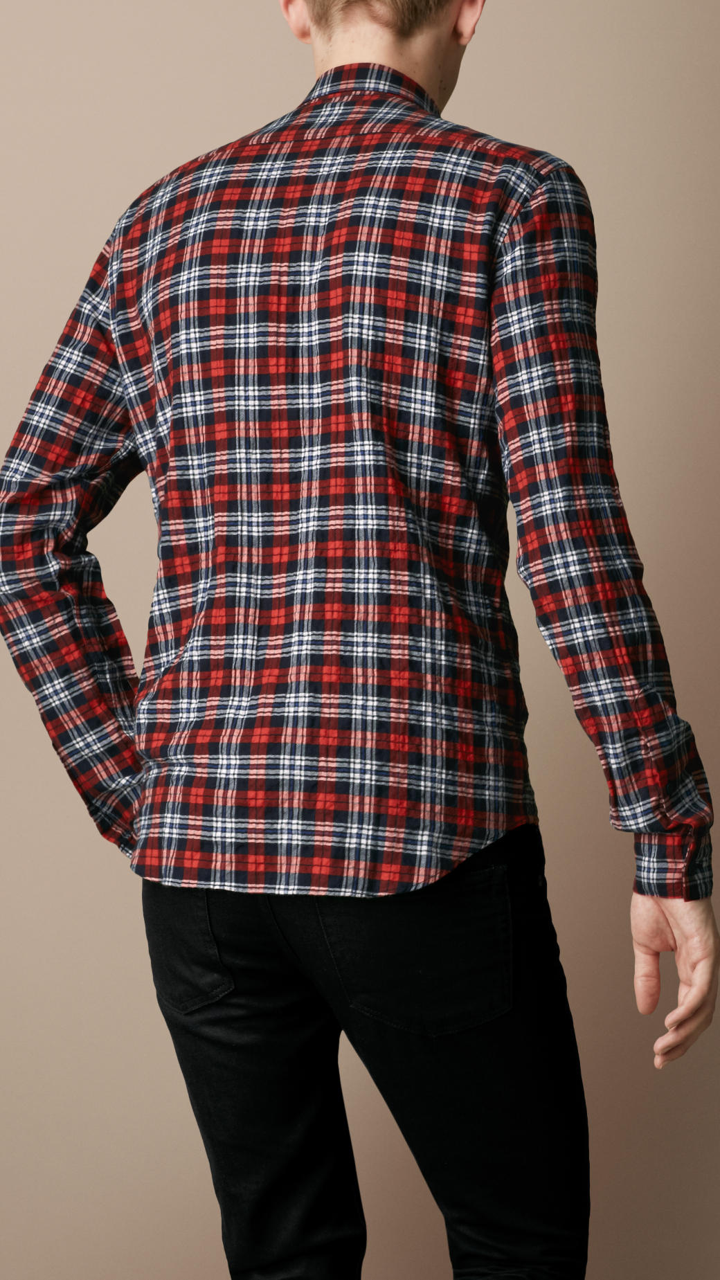 The Red Sleeve Ending ~ Burberry Brit Crinkle Cotton Check Shirt In ...