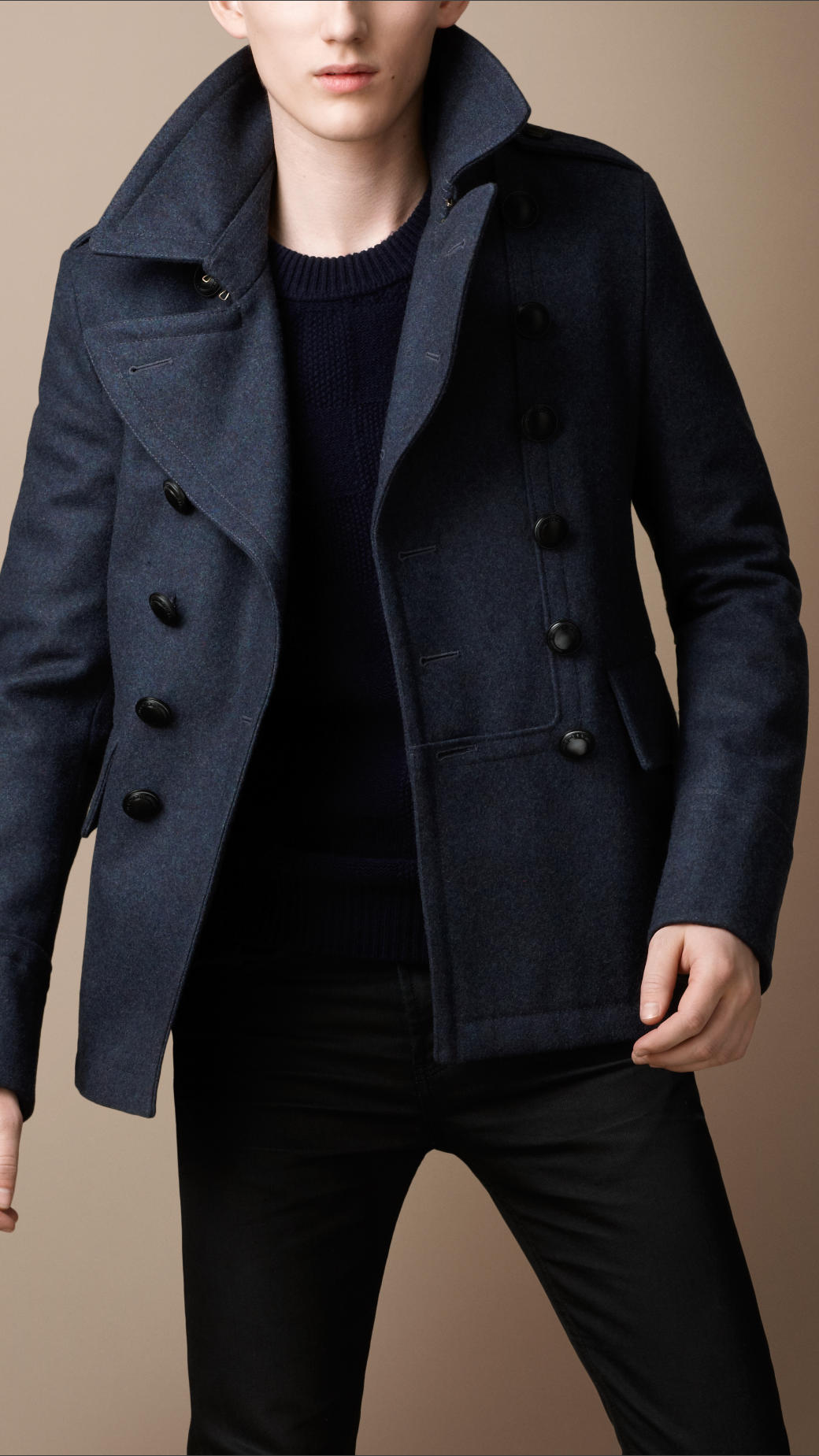 Burberry Brit Military Pea Coat in Navy (Blue) for Men - Lyst