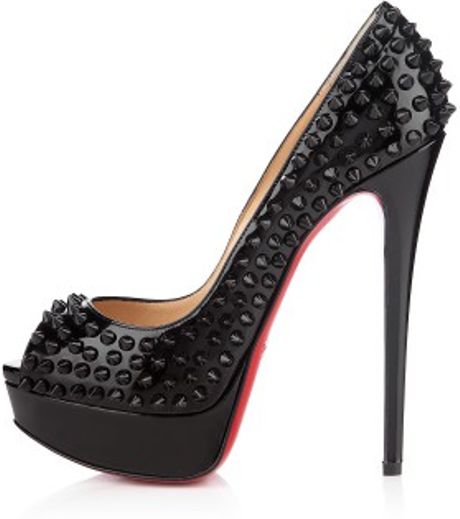 Christian Louboutin Lady Peep Spikes in Black | Lyst
