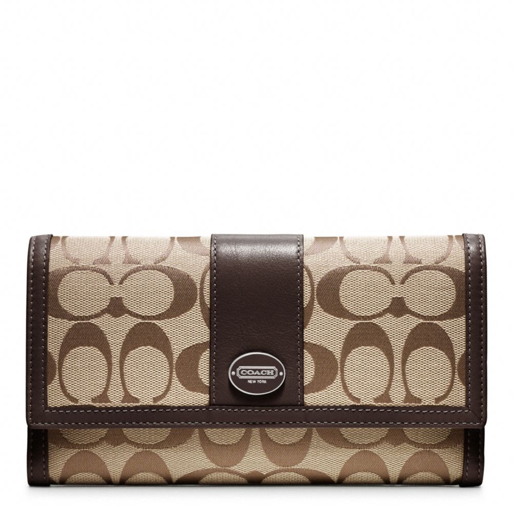 COACH Legacy Signature Checkbook Wallet in Brown | Lyst