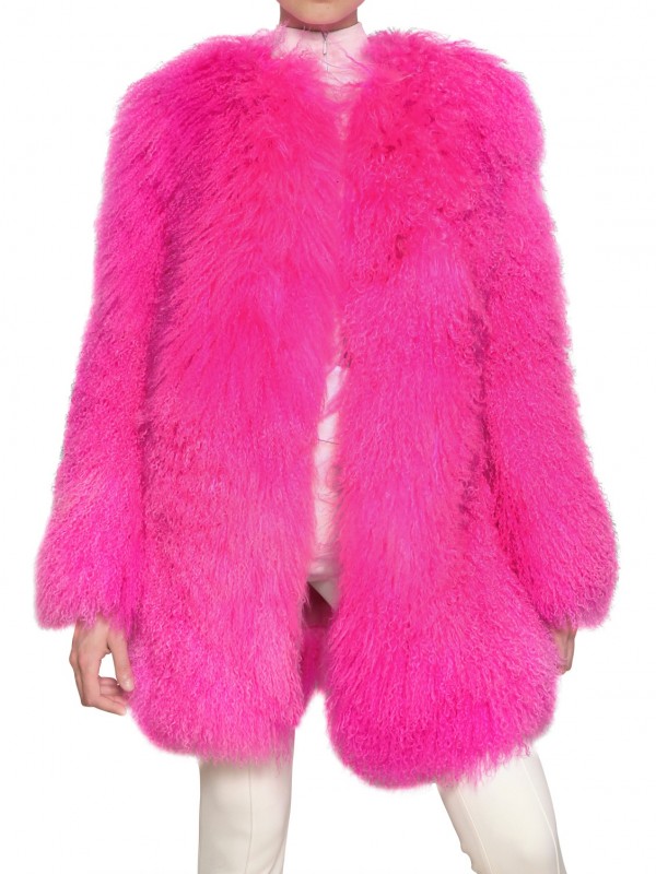 Blumarine Mongolian Fur Coat in Fuchsia (Pink) - Lyst