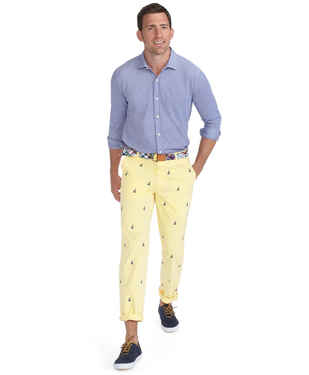 Brooks Brothers Clark Sailboat Embroidered Pants In Yellow Navy Yellow For Men Lyst Brooks Brothers Clark Sailboat Embroidered Pants In Yellow Navy Yellow For Men Lyst