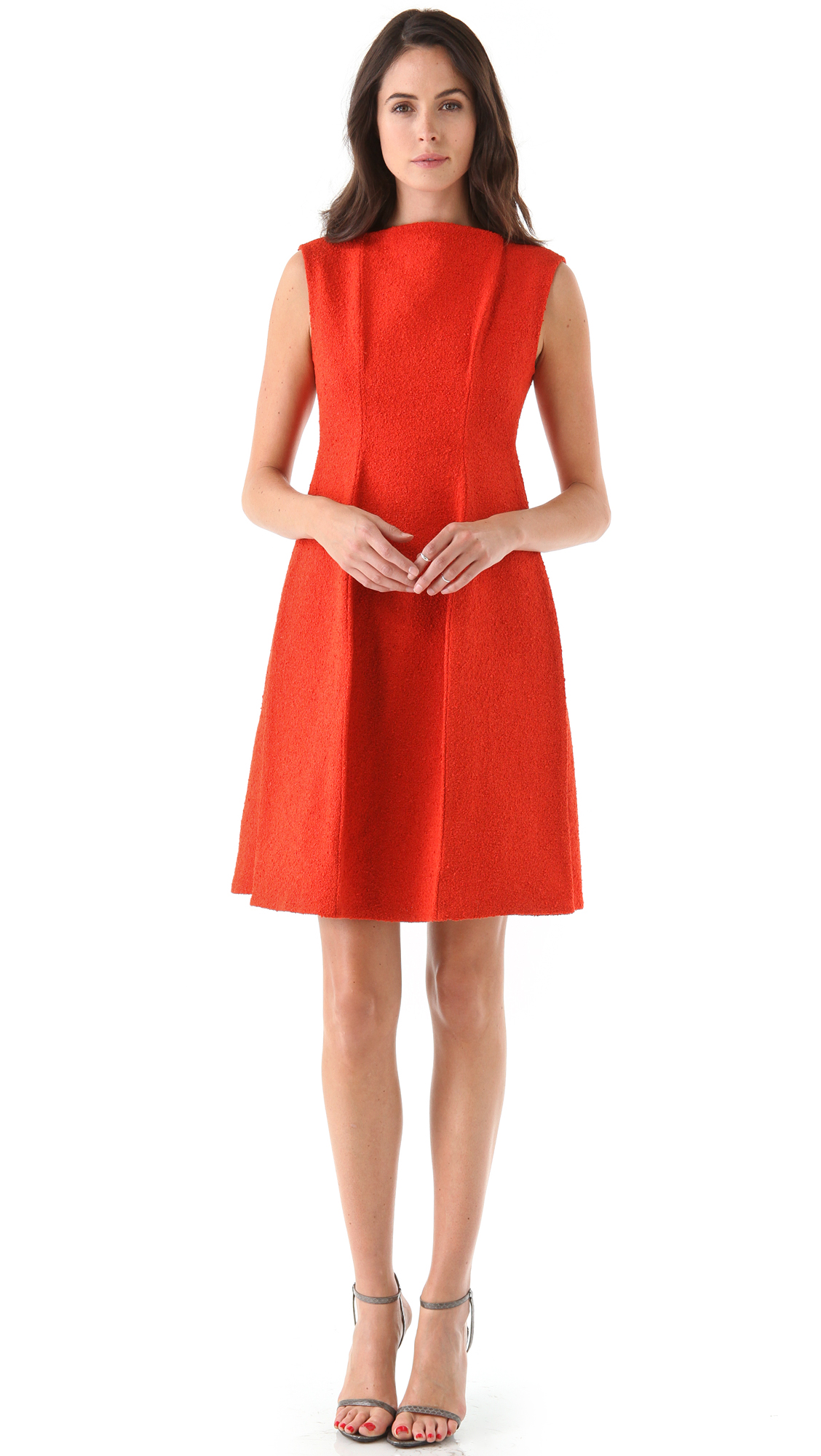 Lyst Calvin klein Voluminous Sheath Dress in Red