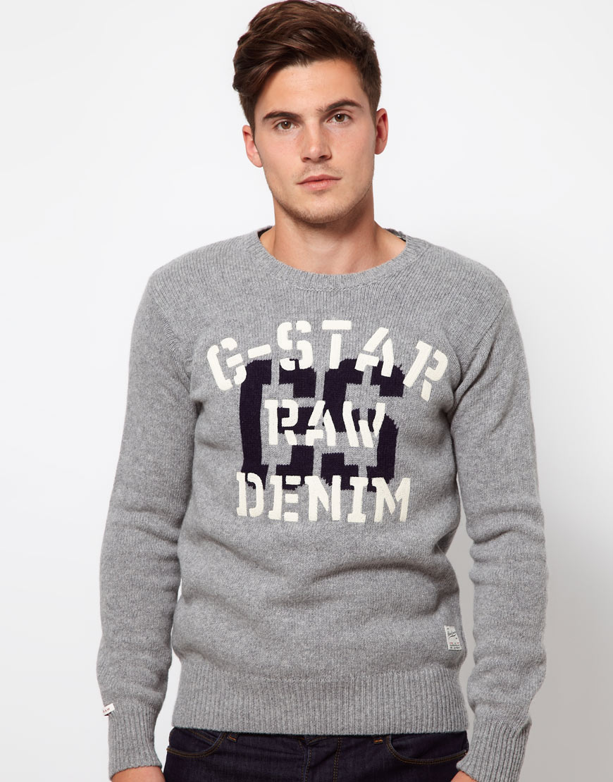G-Star RAW Jumper with Logo in Grey (Gray) for Men - Lyst