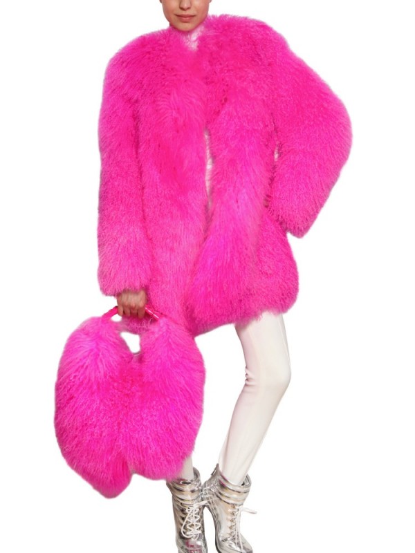 fuchsia fur coat