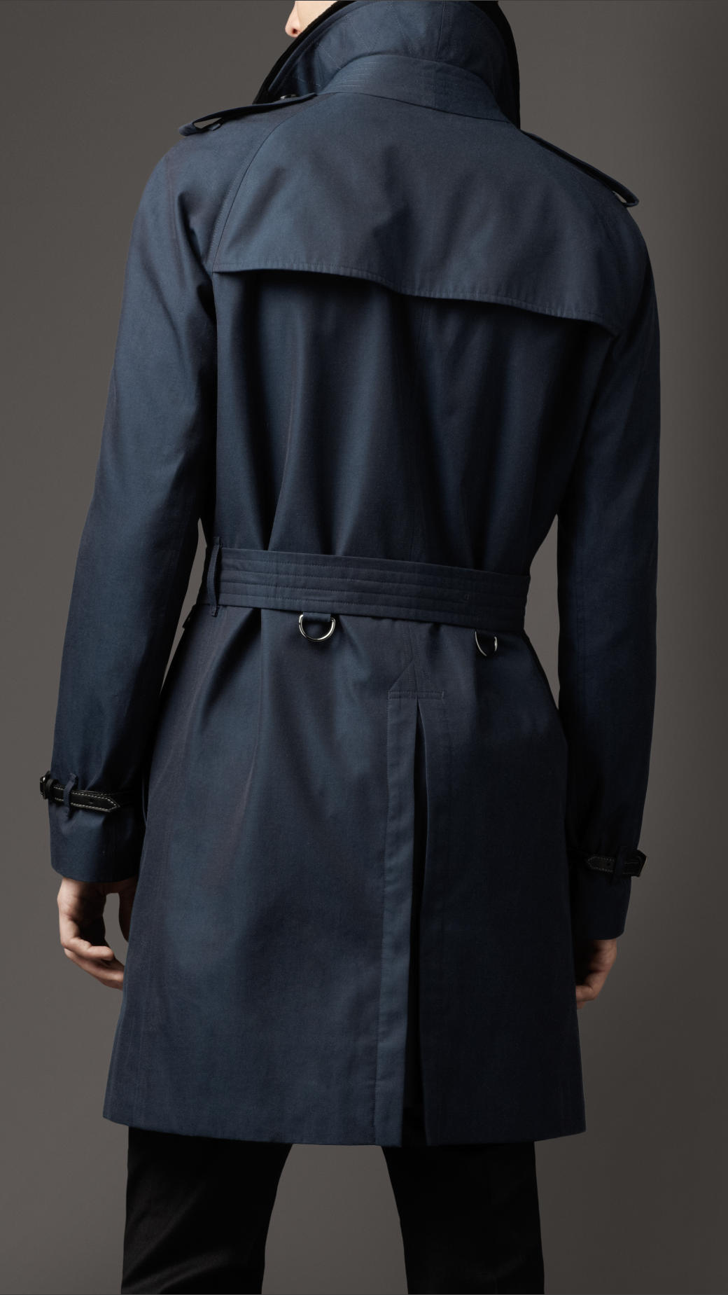 Burberry Midlength Cotton Gabardine Leather Trim Trench Coat in Teal ...