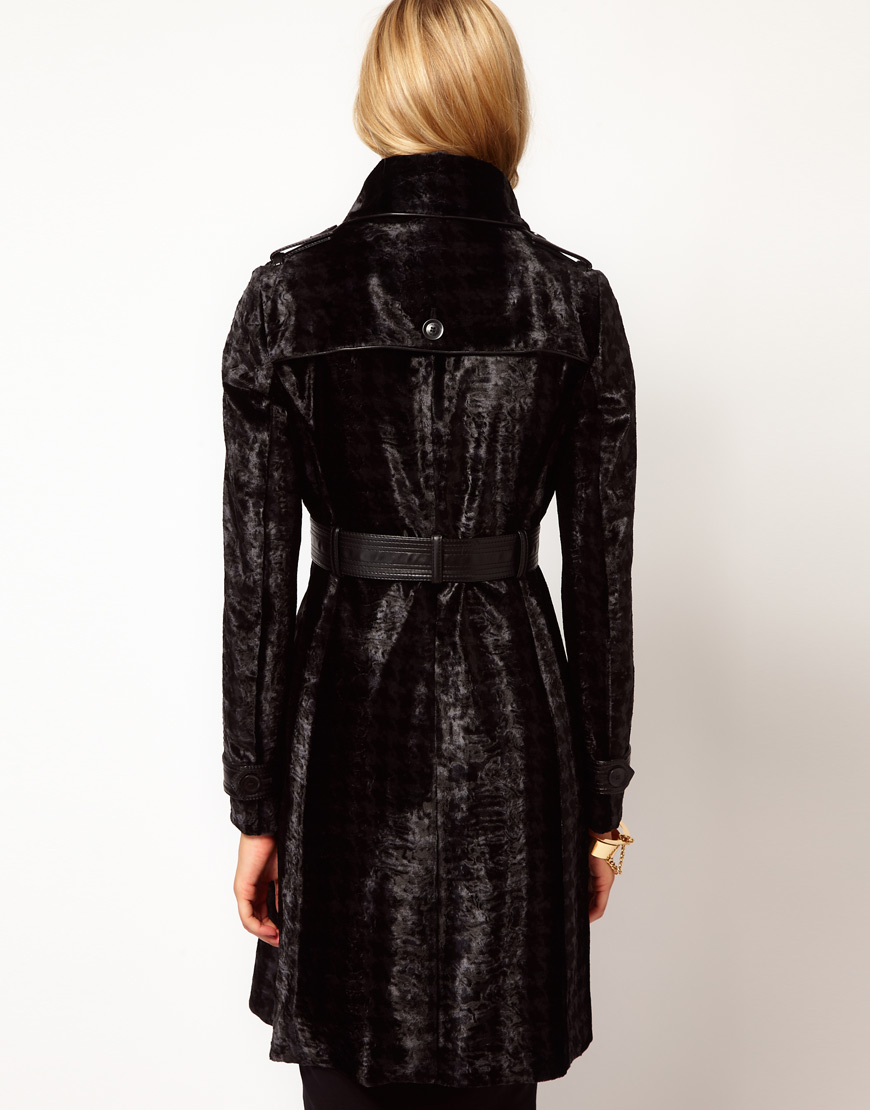 karen millen pony coat black