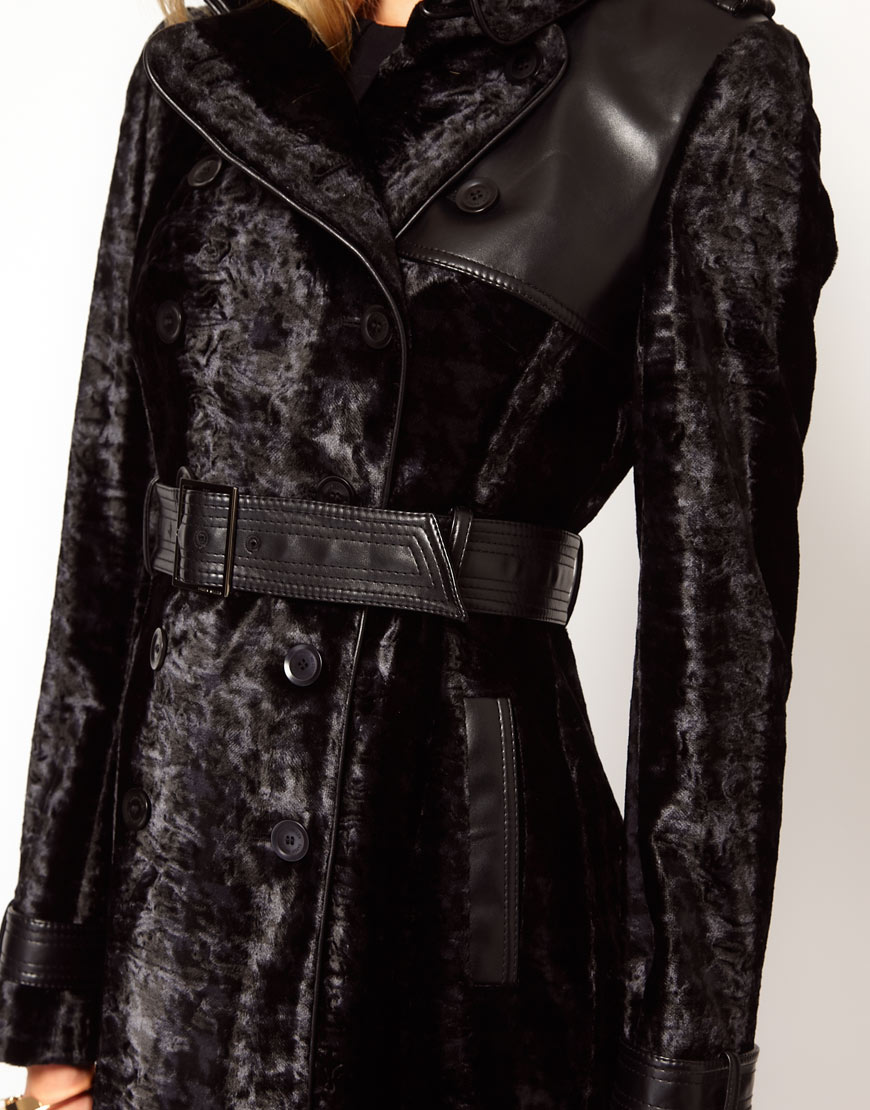 karen millen pony coat black