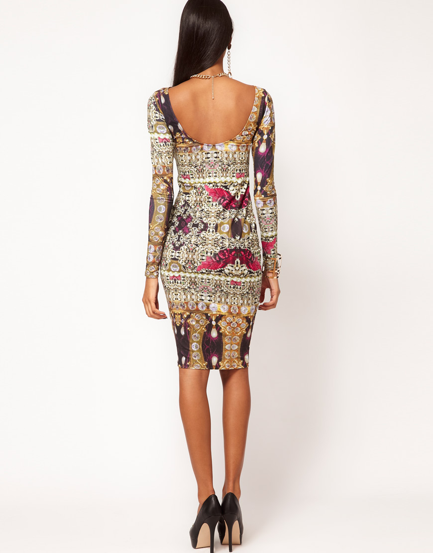 Asos Bodycon Dress In Jewel Print in Multicolor (print) Lyst