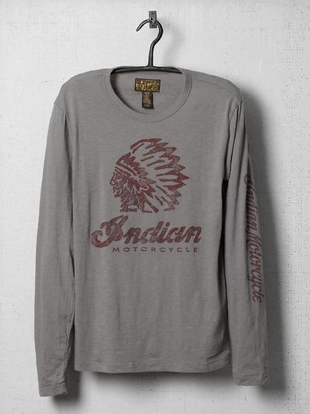 Lucky Brand Long Sleeve Indian Motorcycle Tee Shirt in Gray for Men ...
