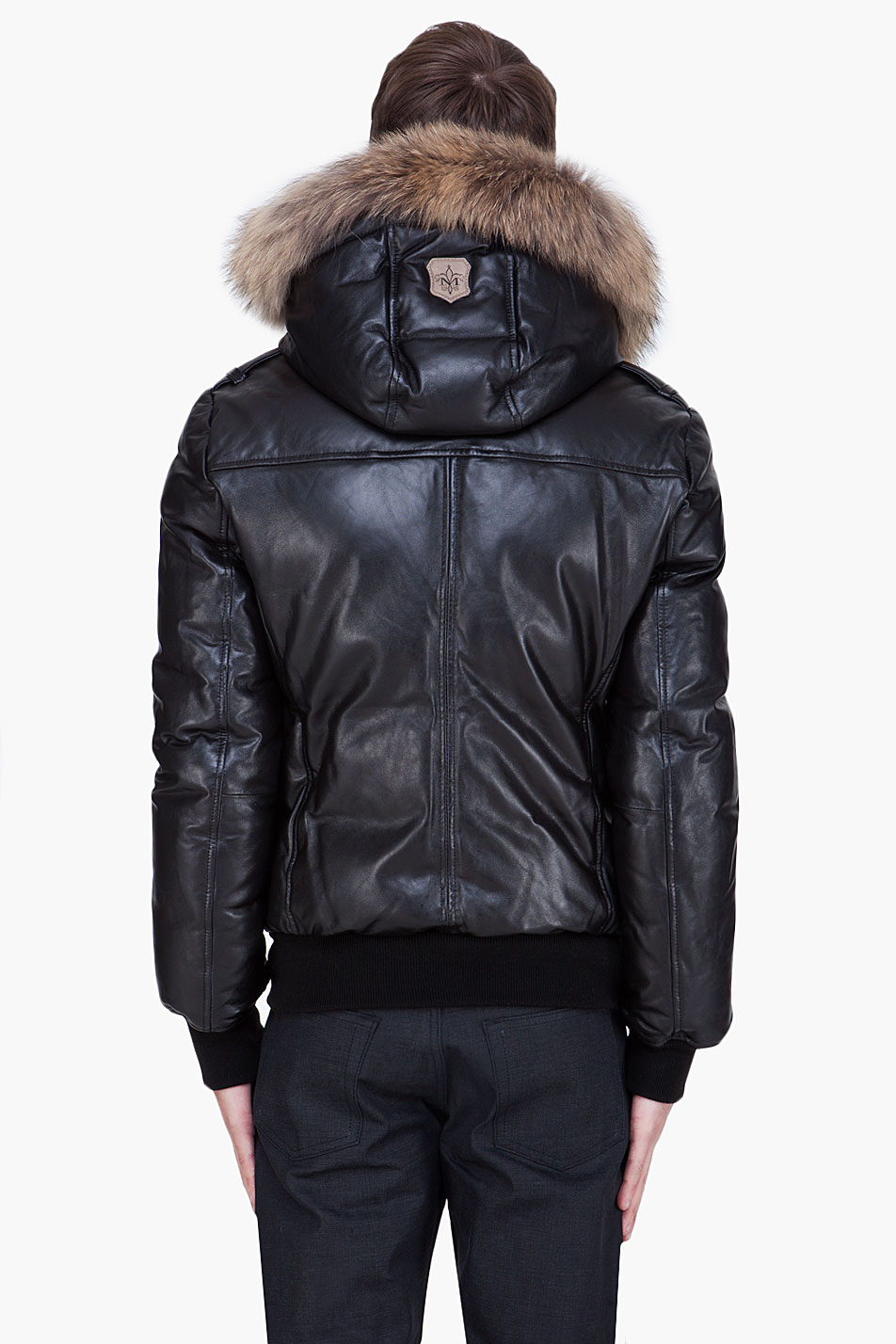 Mackage Leather Raccoon Fur Hood Shanu Jacket in Black for Men - Lyst