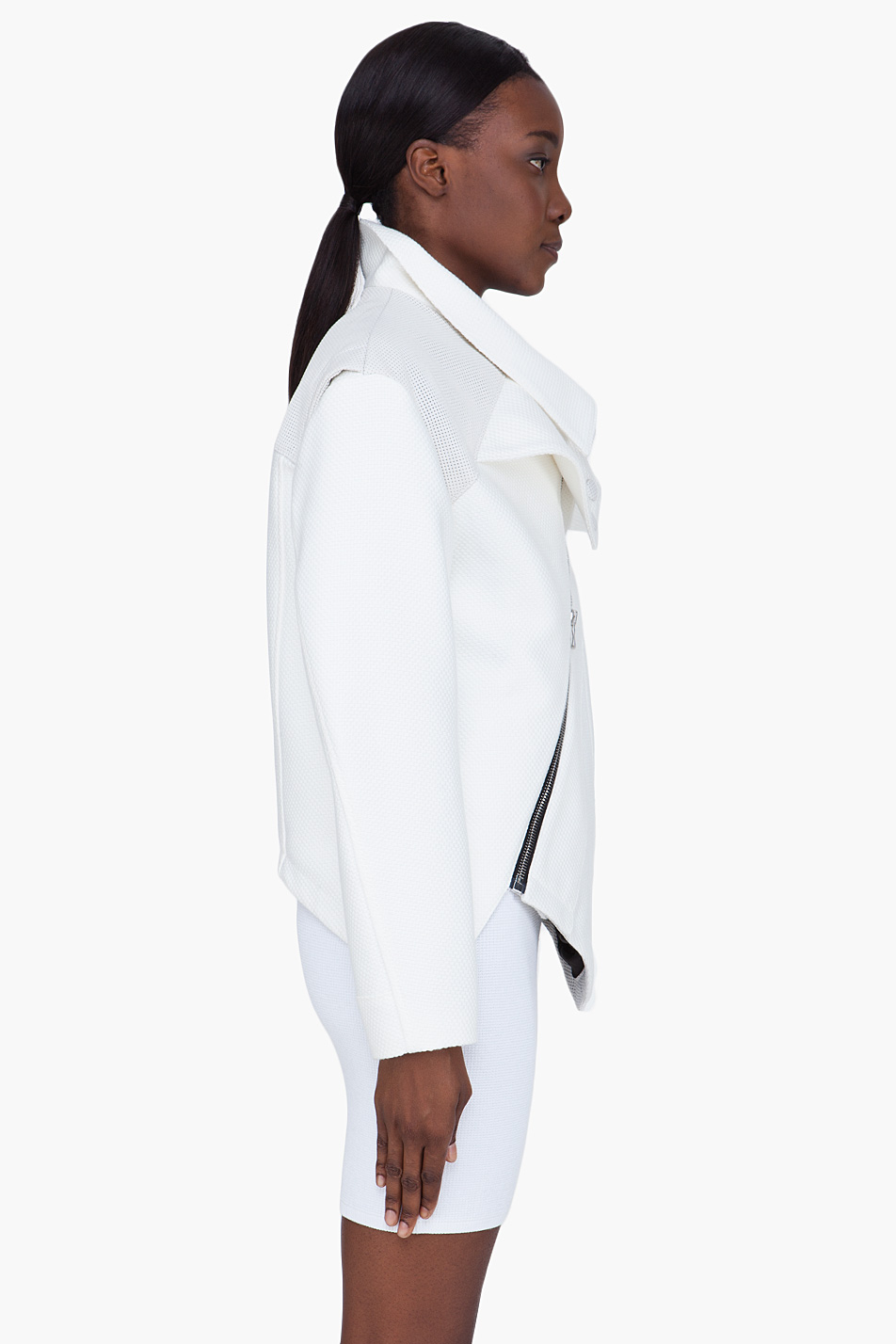 Lyst - Proenza Schouler White Leather Trim Asymmetric Jacket in White