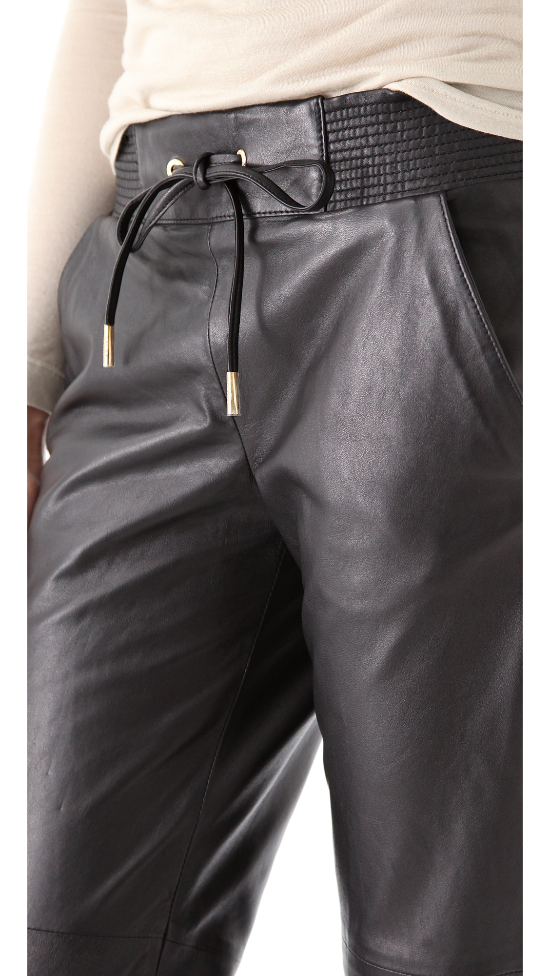 Juicy Couture Leather Track Pants in Black - Lyst
