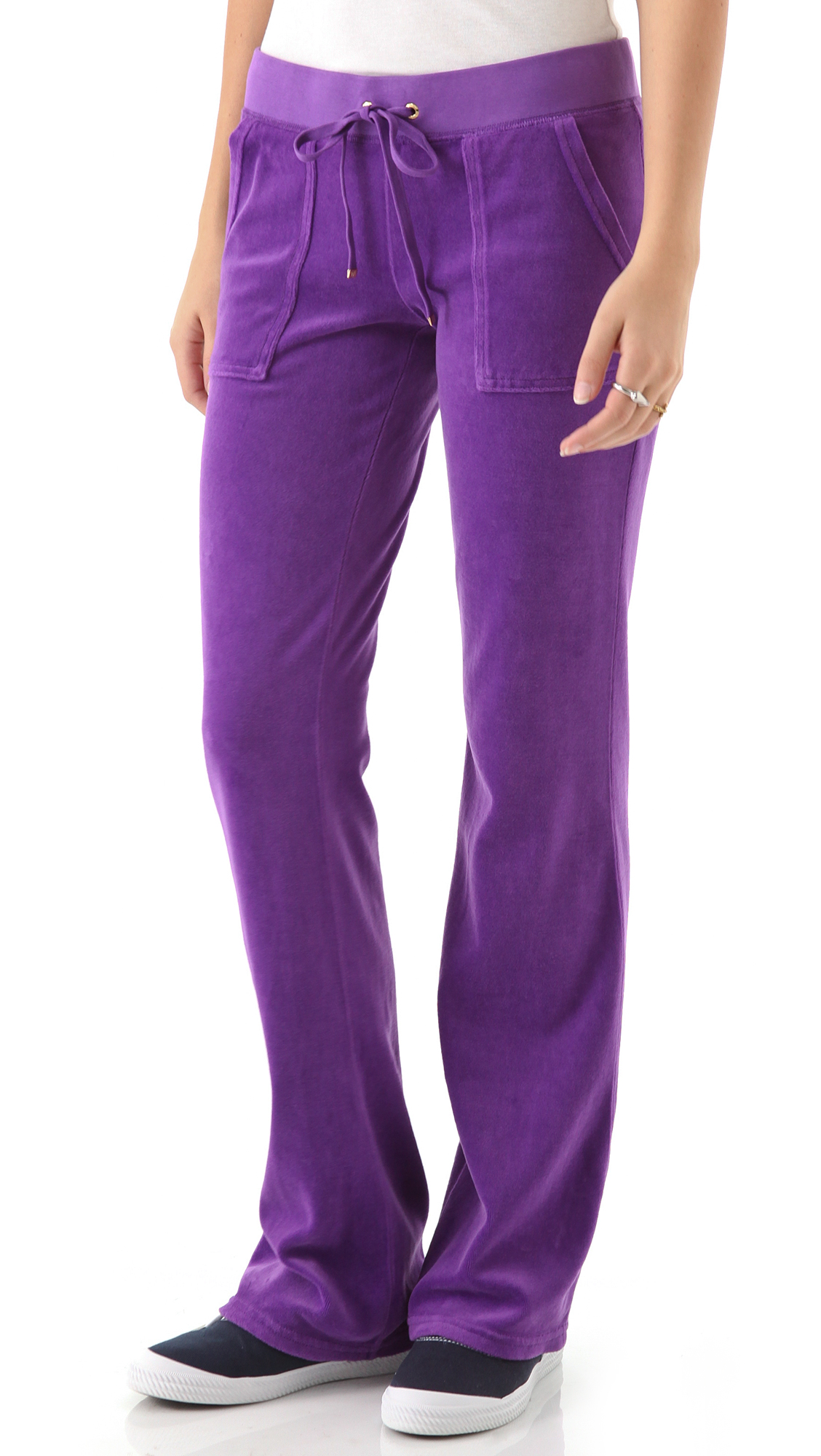 Juicy Couture Velour Snap Pocket Pants in Purple | Lyst