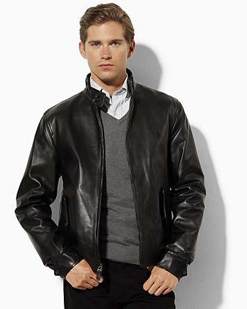 polo ralph lauren black leather jacket