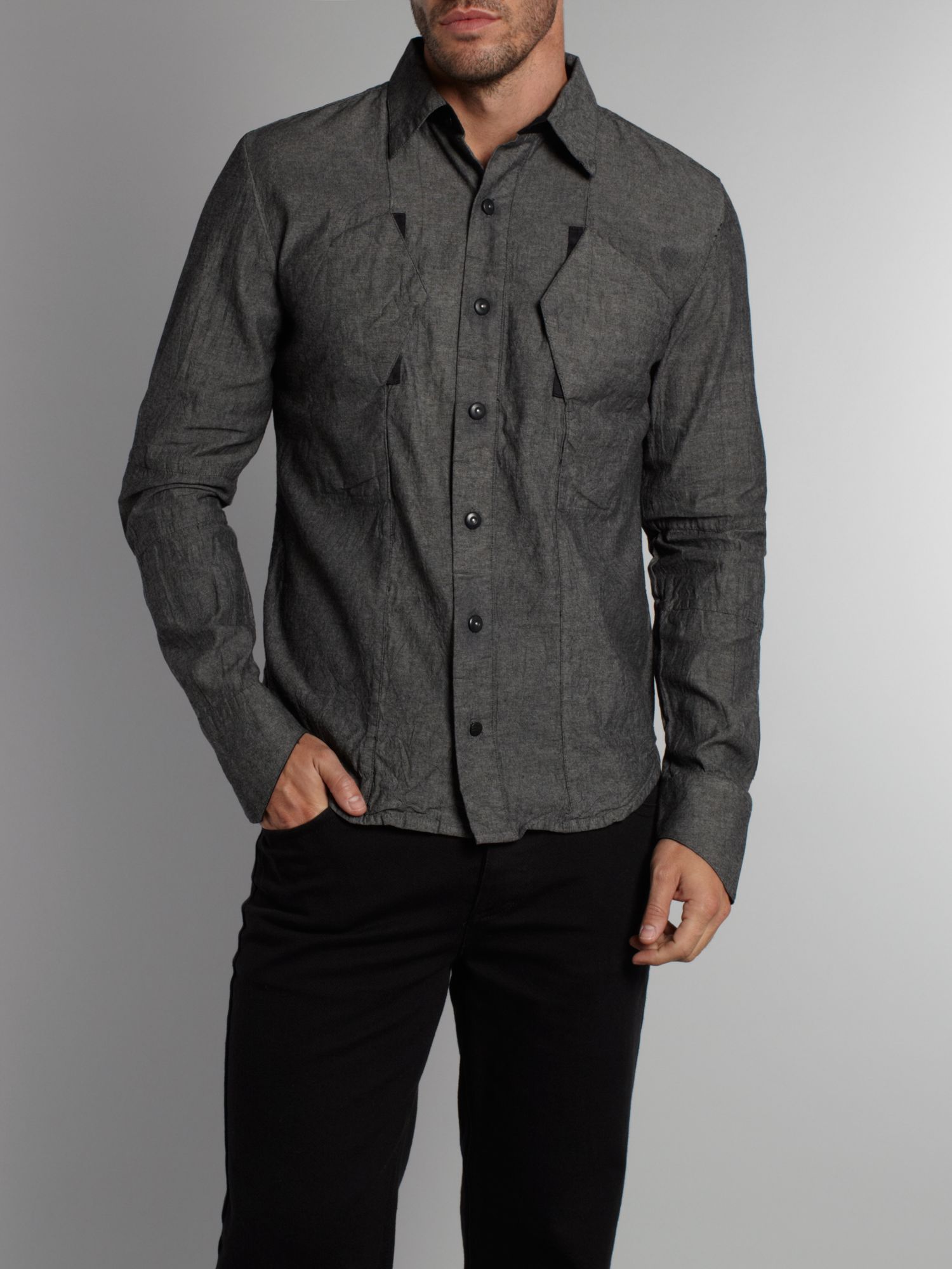 Denham Chambray Shirt in Gray for Men | Lyst
