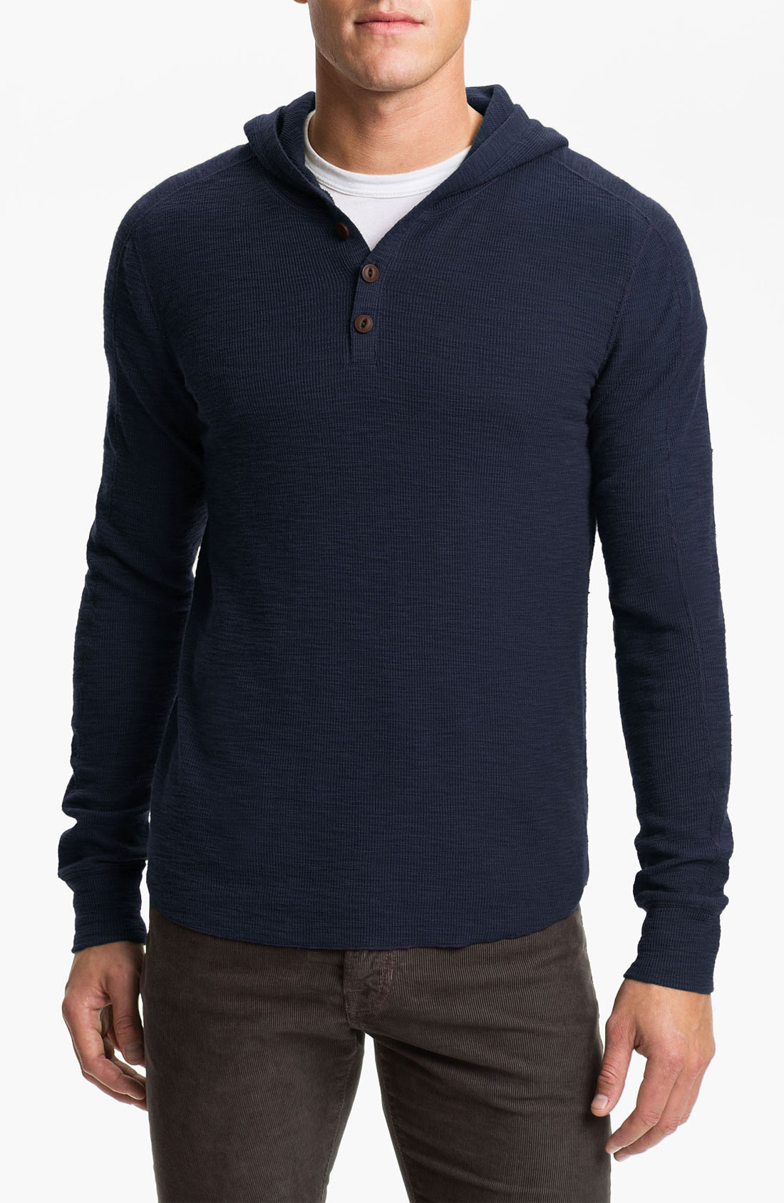 Vince Hooded Henley Thermal Shirt in Blue for Men (coastal blue) | Lyst