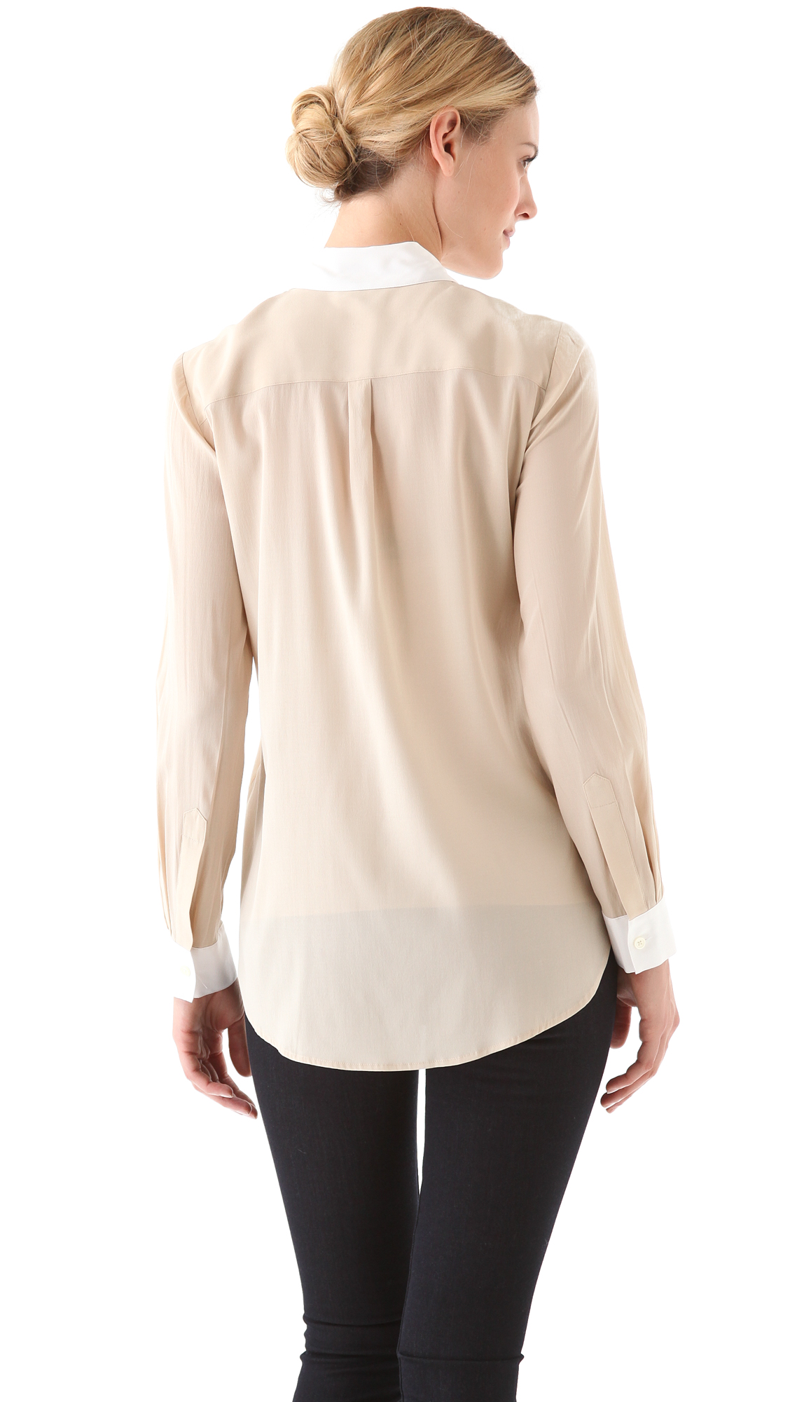 women's white collared blouse