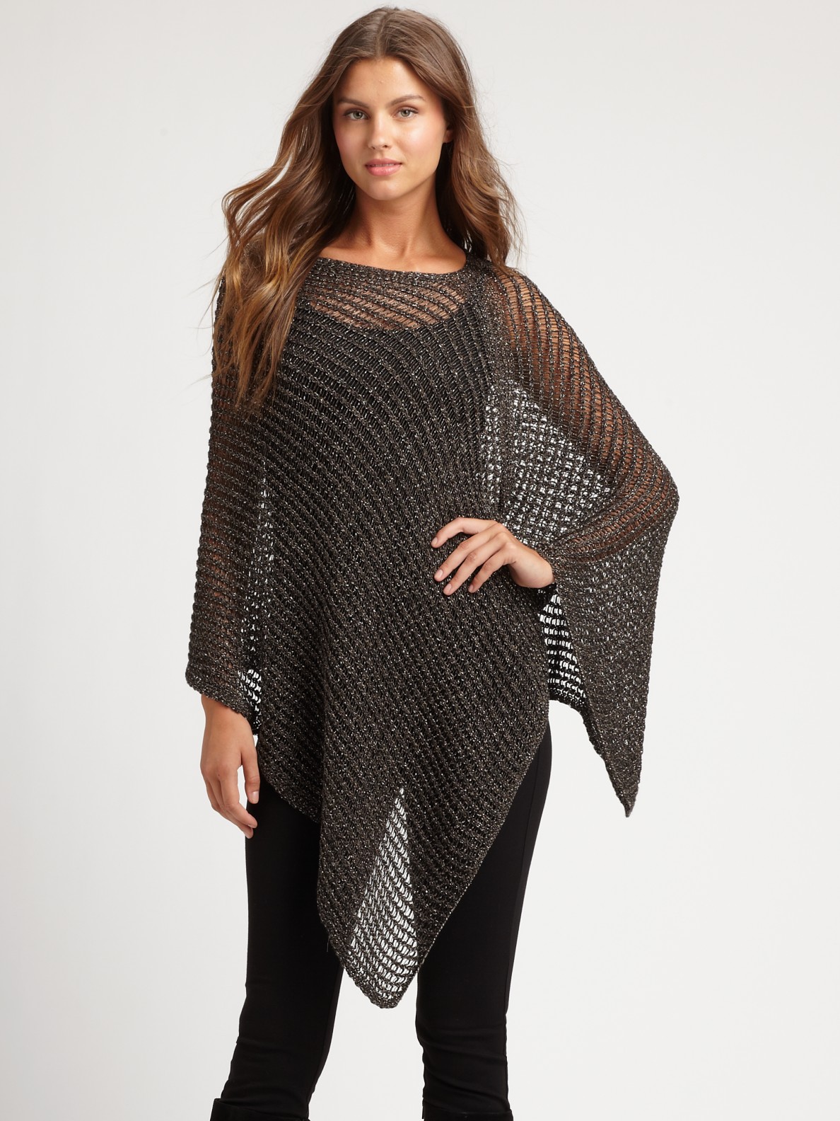 Lyst - Eileen Fisher Sparklemesh Poncho in Gray