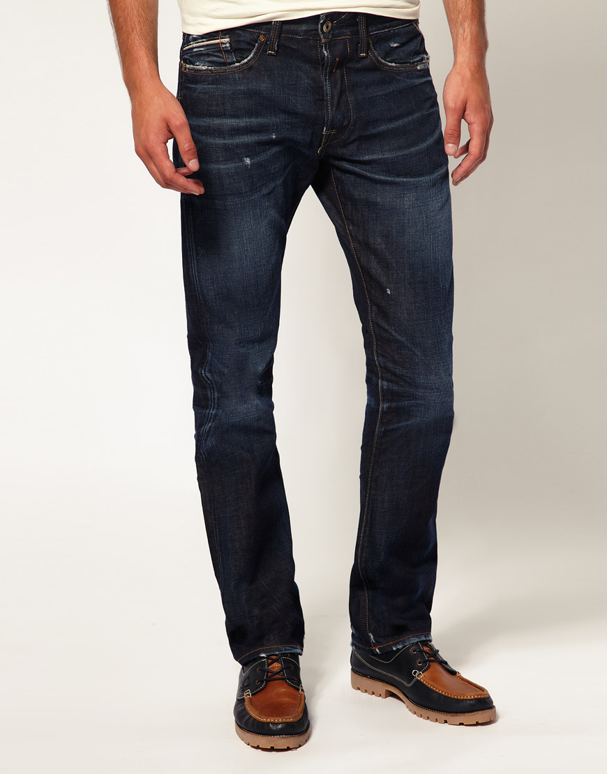 Lyst - Replay Waitom Straight Jeans in Blue for Men