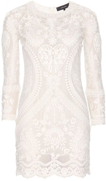 Isabel Marant Devi Embroidered Dress in Beige (cream) | Lyst