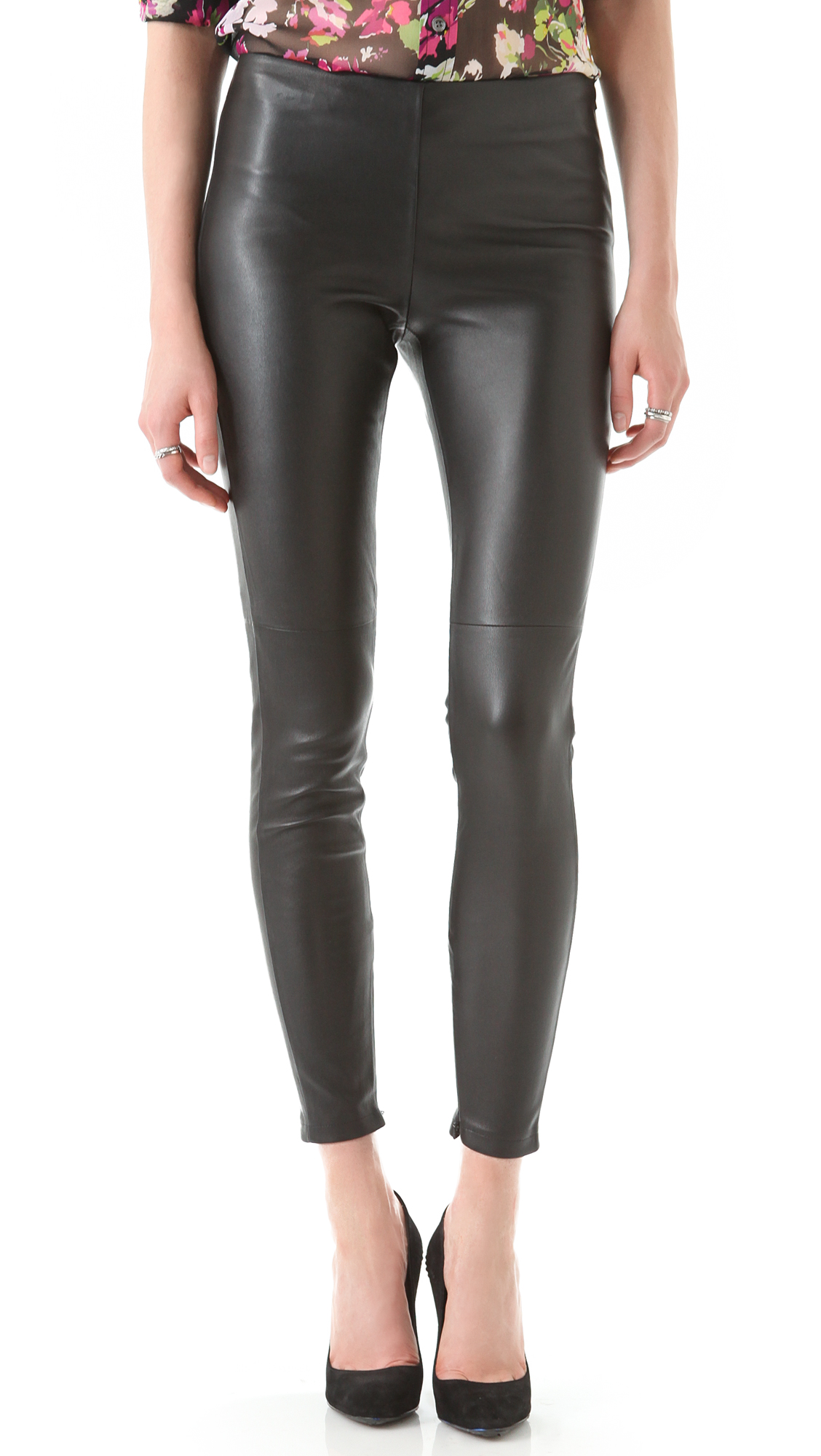 Lyst - Victoria Beckham Leather Leggings in Black